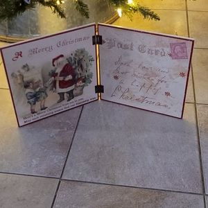Christmas decoration post card wooden book